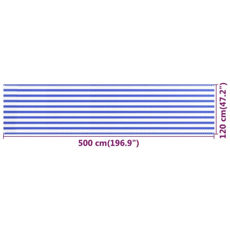 vidaXL Balkónová markíza modro-biela 120x500 cm HDPE