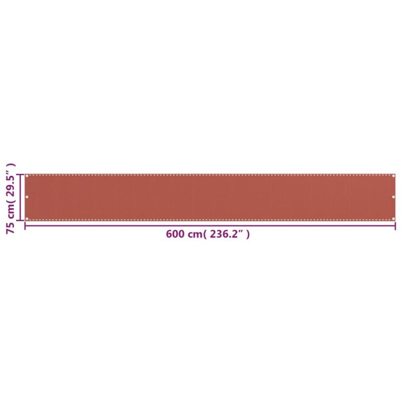 vidaXL Balkónová markíza tehlovočervená 75x600 cm HDPE