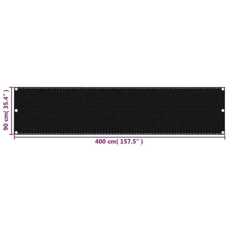 vidaXL Balkónová markíza čierna 90x400 cm HDPE
