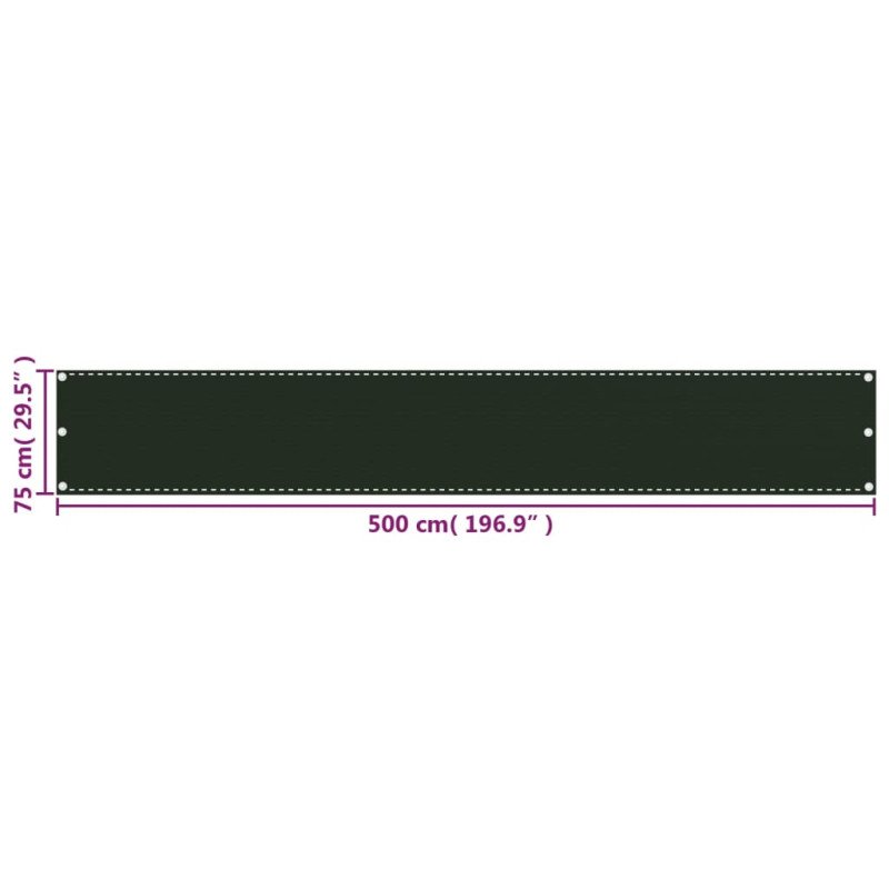 vidaXL Balkónová markíza tmavozelená 75x500 cm HDPE