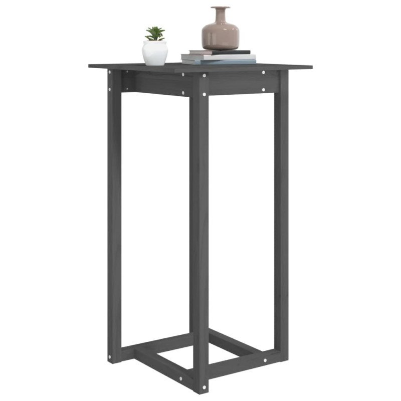 vidaXL Barový stolík sivý 60x60x110 cm masívne borovicové drevo