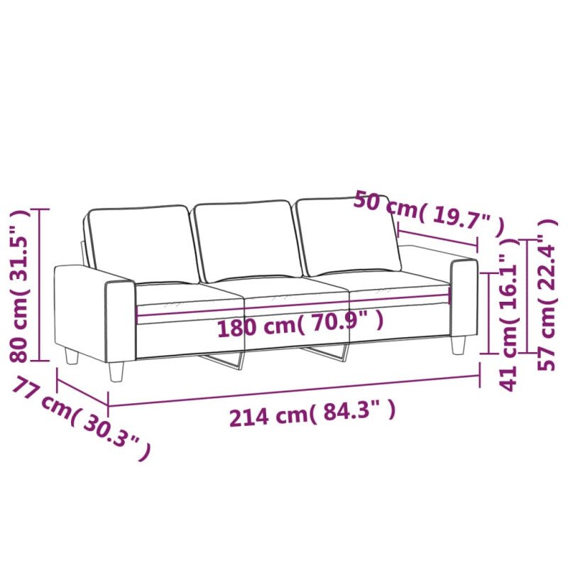 vidaXL 3-miestna pohovka tmavosivá 180 cm mikrovlákno