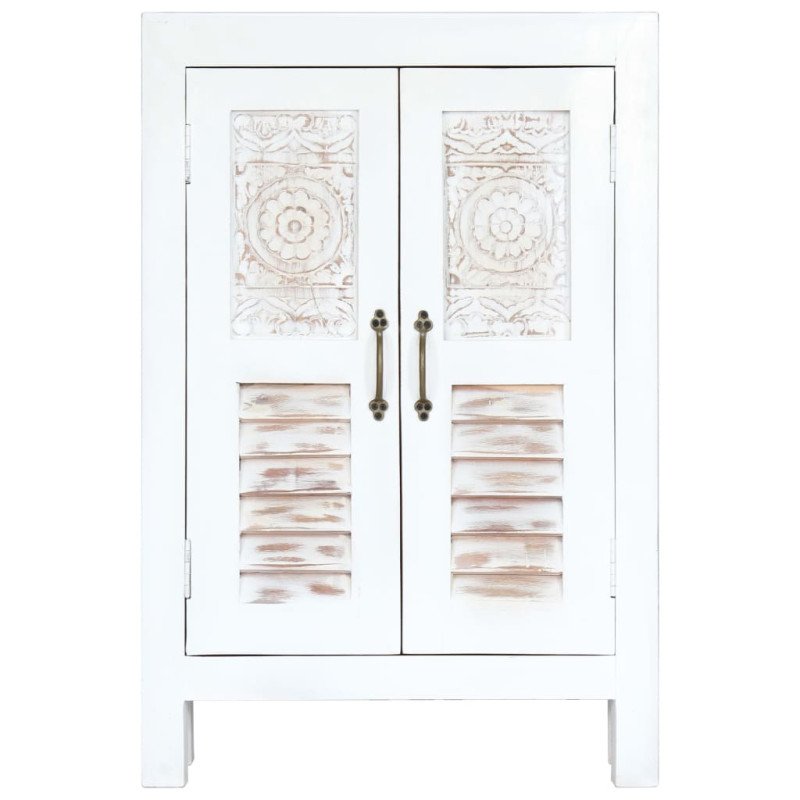 vidaXL Vyrezávaná komoda biela 60x30x89 cm masívne mangovníkové drevo