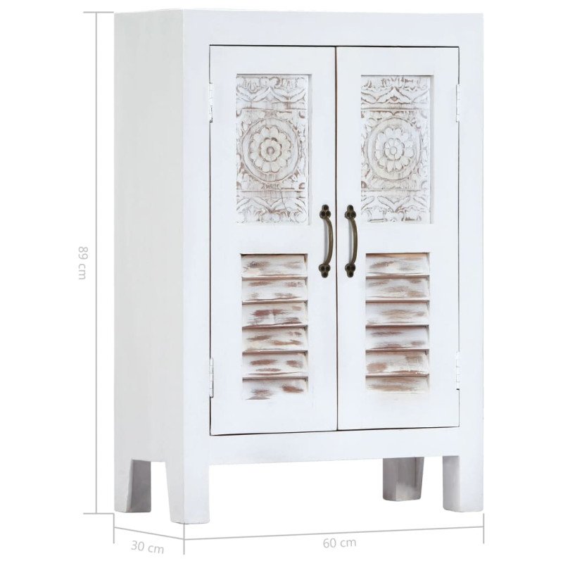 vidaXL Vyrezávaná komoda biela 60x30x89 cm masívne mangovníkové drevo