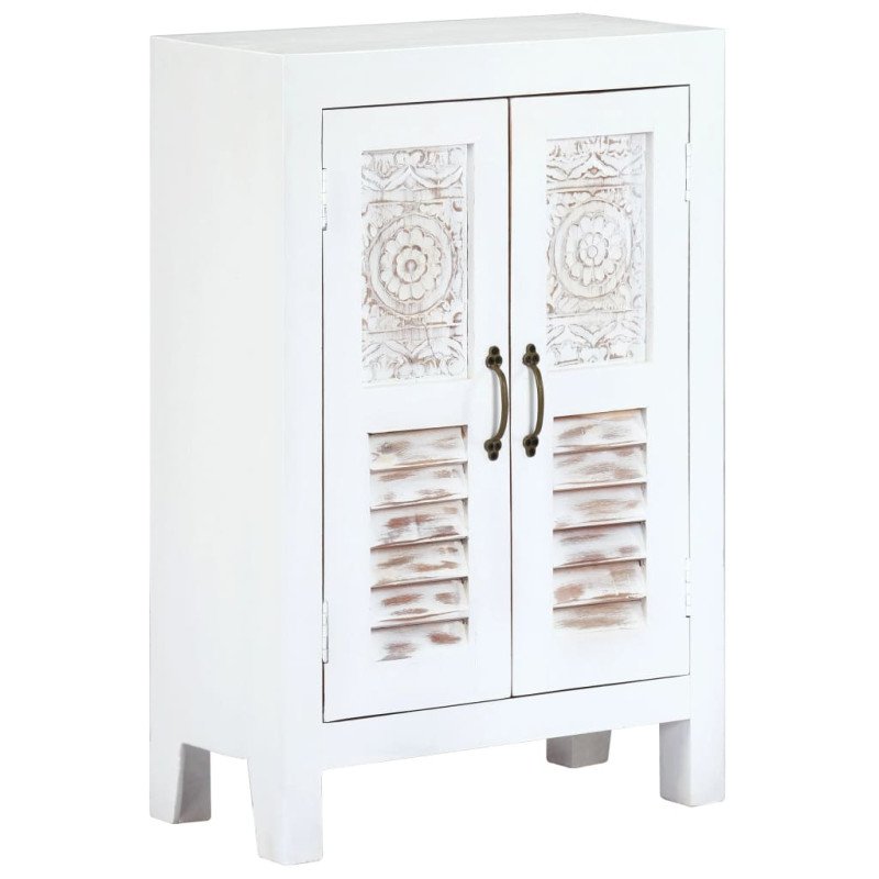 vidaXL Vyrezávaná komoda biela 60x30x89 cm masívne mangovníkové drevo