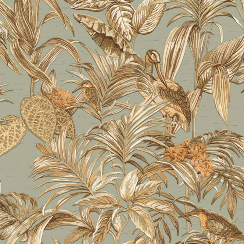 DUTCH WALLCOVERINGS Tapeta Bird-of-Paradise modro-zelená