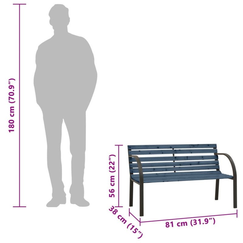vidaXL Detská záhradná lavička 81 cm čínska jedľa sivá