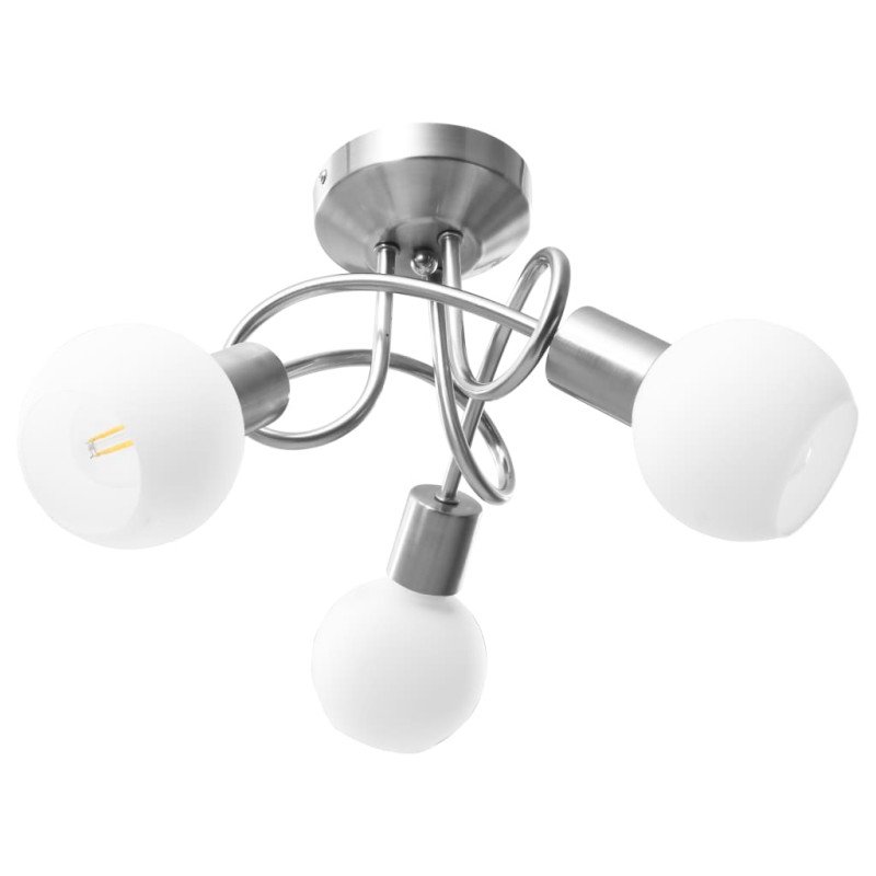 vidaXL Stropná lampa+keramické tienidlá na 3 žiarovky E14, biela guľa