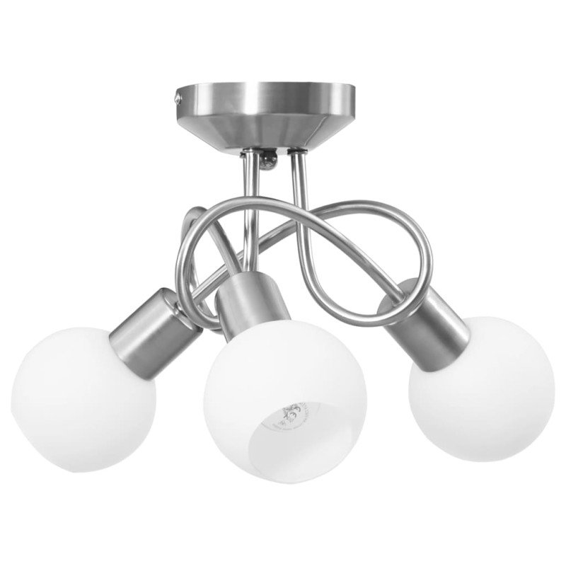 vidaXL Stropná lampa+keramické tienidlá na 3 žiarovky E14, biela guľa