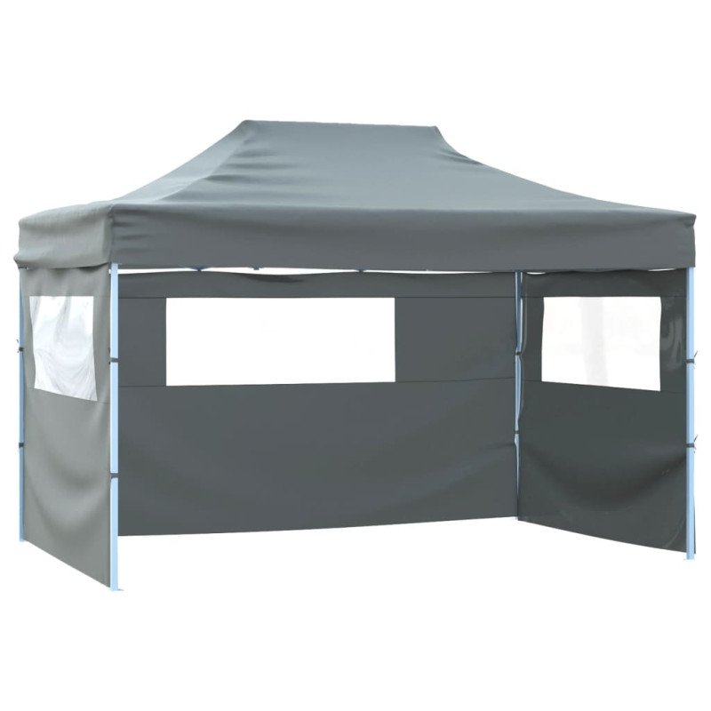 vidaXL Profesionálny skladací párty stan+4 steny 3x4 m, oceľ, antracit