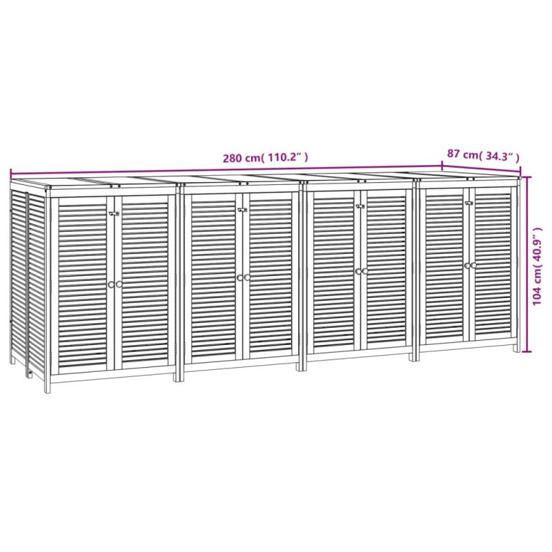 vidaXL Záhradný úložný box 280x87x104 cm masívne akáciové drevo