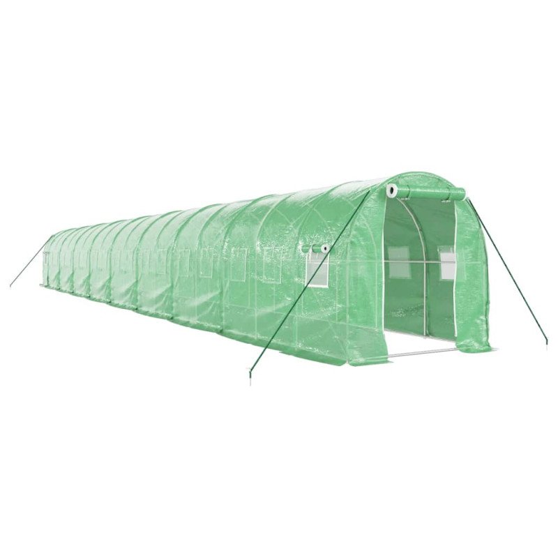 vidaXL Fóliovník s oceľovým rámom zelený 36 m² 18x2x2 m