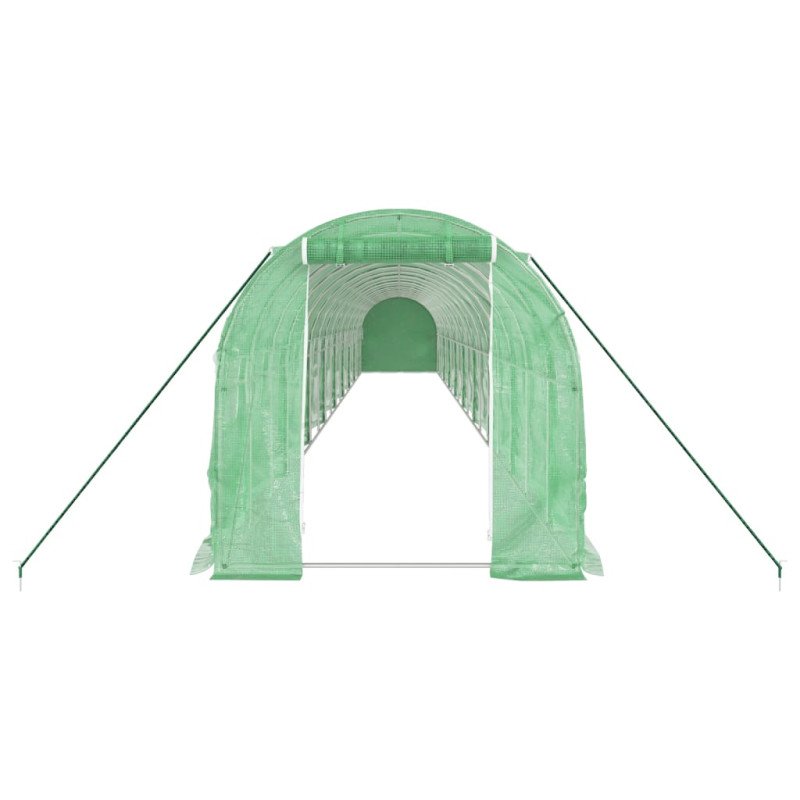 vidaXL Fóliovník s oceľovým rámom zelený 36 m² 18x2x2 m