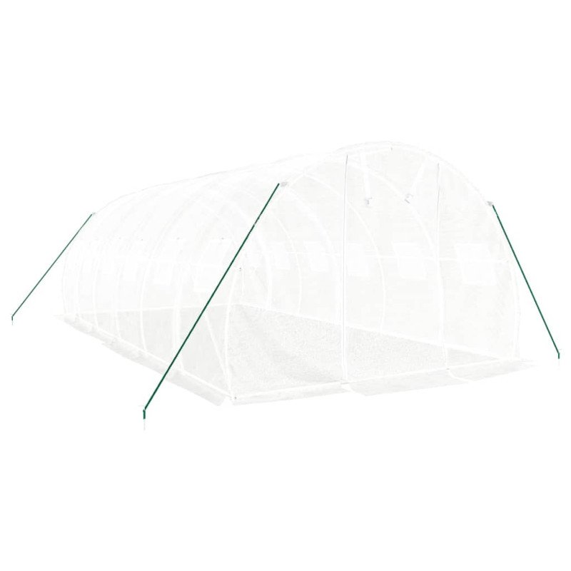 vidaXL Fóliovník s oceľovým rámom biely 18 m² 6x3x2 m