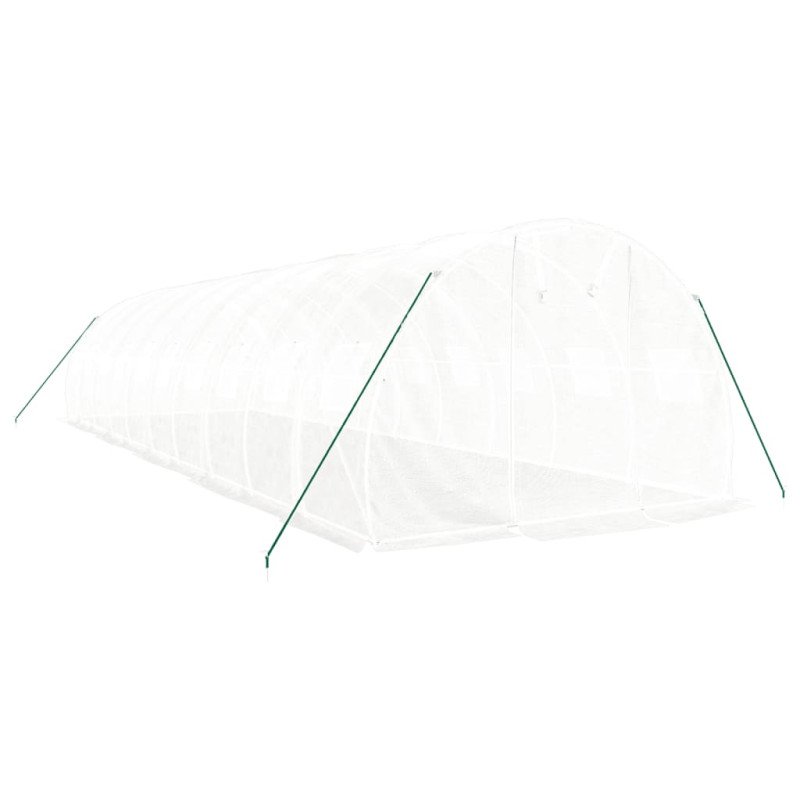 vidaXL Fóliovník s oceľovým rámom biely 30 m² 10x3x2 m