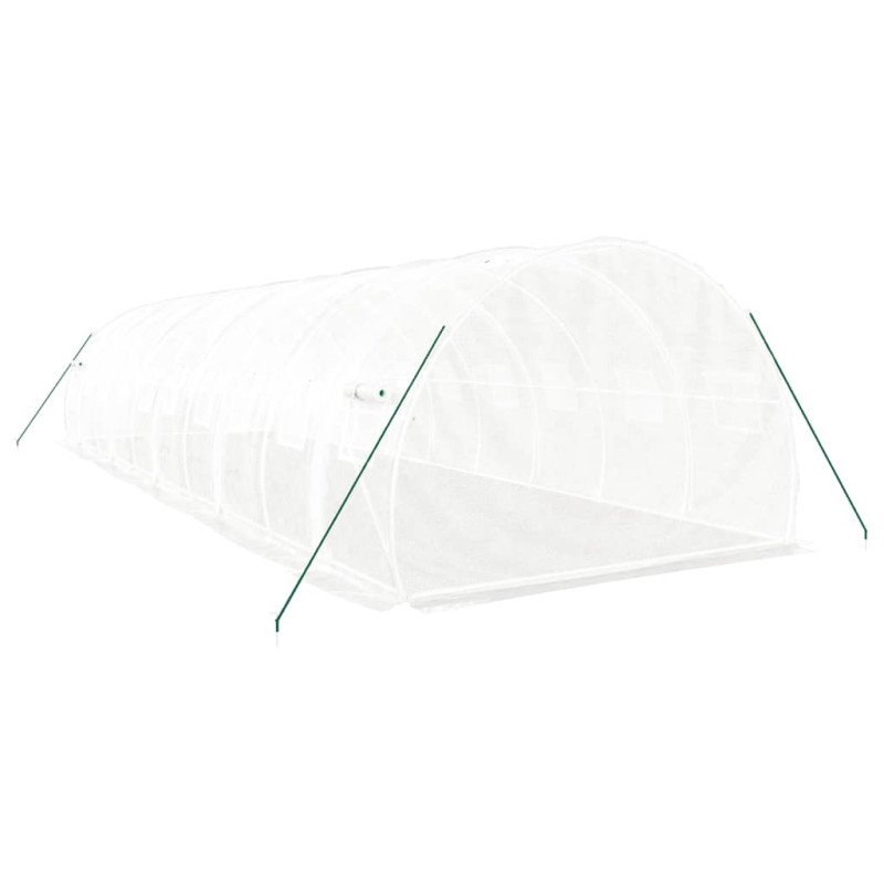 vidaXL Fóliovník s oceľovým rámom biely 30 m² 10x3x2 m