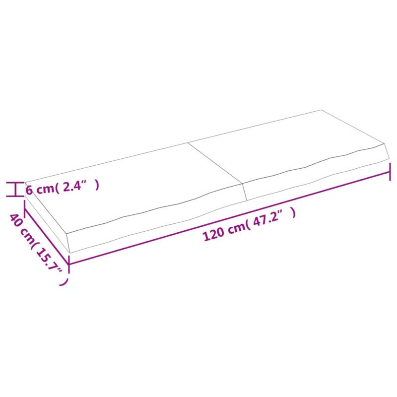 vidaXL Nástenná polica tmavohnedá 120x40x(2-6)cm ošetrený dubový masív