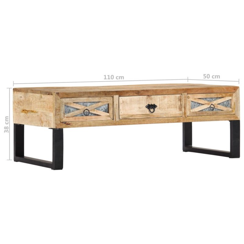 vidaXL Konferenčný stolík 110x50x38 cm masívne mangovníkové drevo
