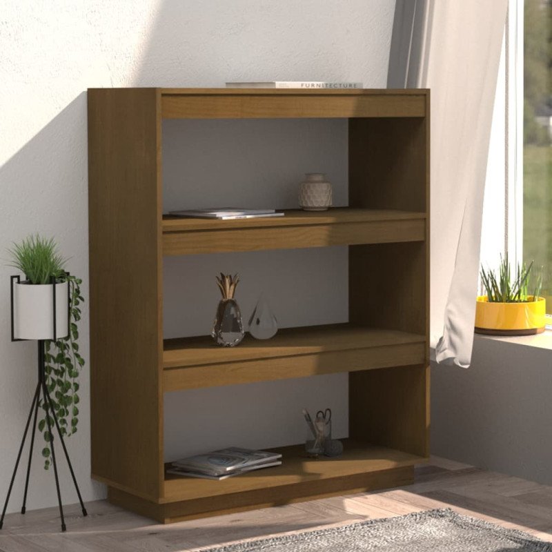 vidaXL Knižnica/deliaca stena medovo-hnedá 80x35x103 cm masívna borovica 