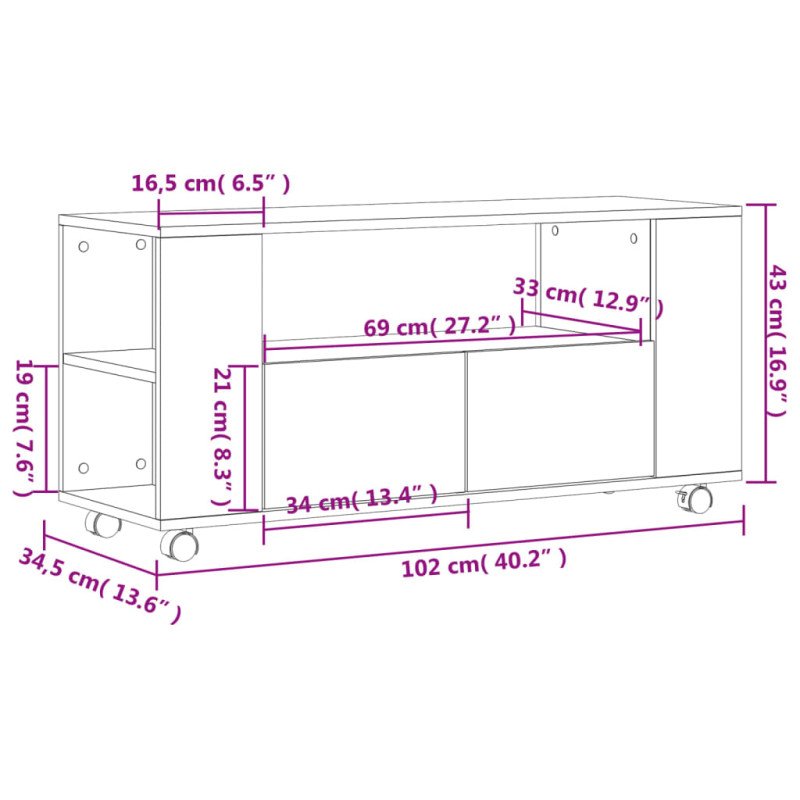 vidaXL TV skrinka biela 102x34,5x43 cm kompozitné drevo