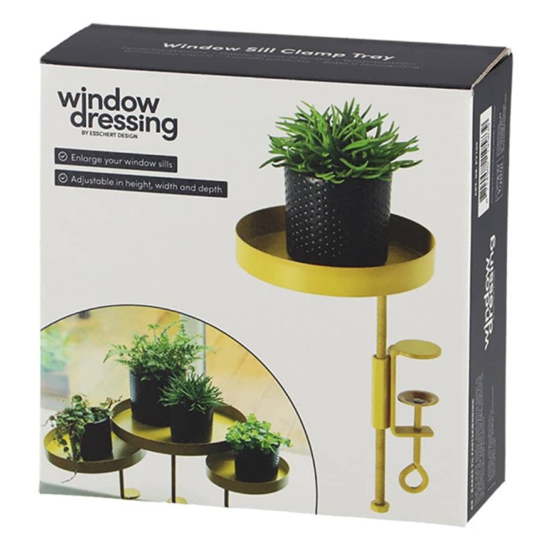 Esschert Design Podnos na rastliny so svorkou okrúhly zlatý S