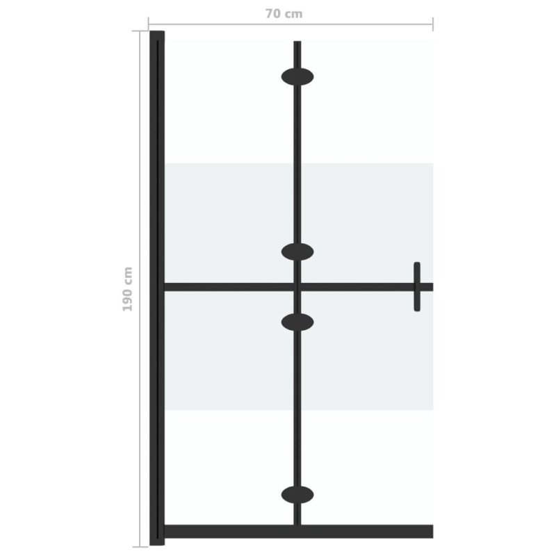 vidaXL Skladacia sprchová zástena polopriehľadné ESG sklo 70x190 cm