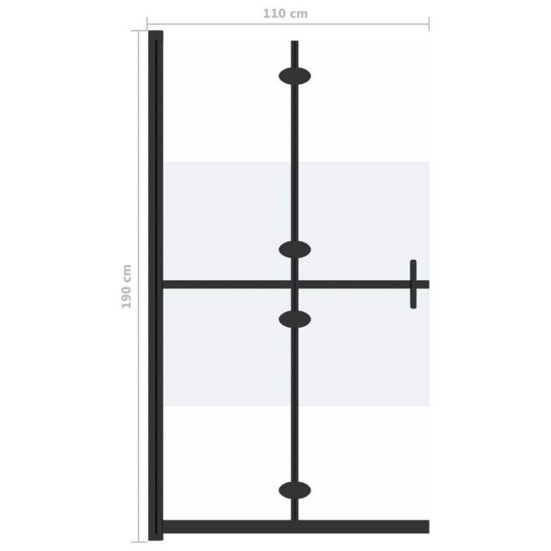 vidaXL Skladacia sprchová zástena polopriehľadné ESG sklo 110x190 cm
