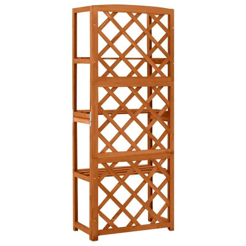 vidaXL Mriežka na rastliny z jedľového dreva s poličkami 55x30x140 cm