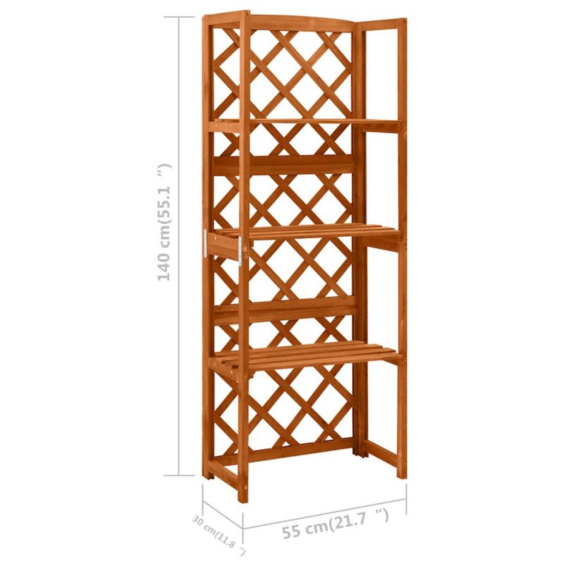 vidaXL Mriežka na rastliny z jedľového dreva s poličkami 55x30x140 cm
