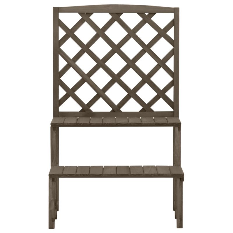 vidaXL Podstavec na kvetináč s mriežkou sivý 70x42x115 cm jedľový masív