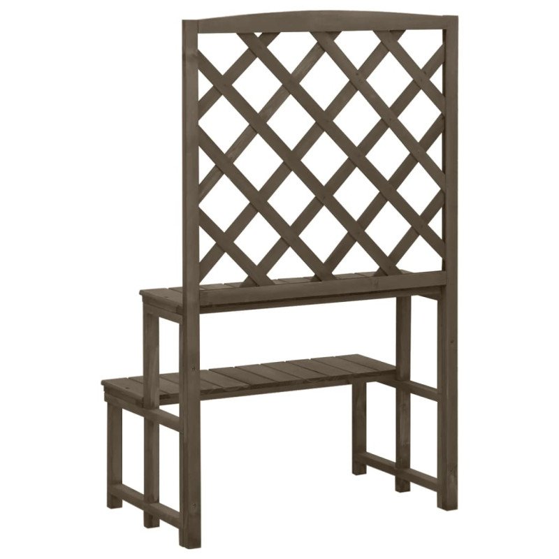 vidaXL Podstavec na kvetináč s mriežkou sivý 70x42x115 cm jedľový masív