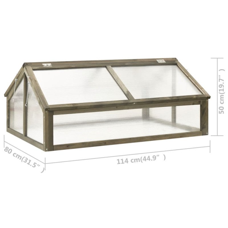 vidaXL Skleník sivý 114x80x50 cm jedľové drevo