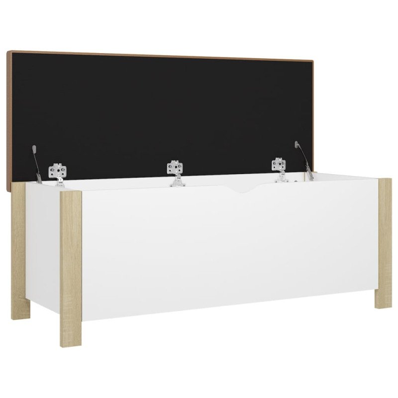 vidaXL Úložný box s vankúšom dub sonoma a biela 105x40x45 cm drevotrieska 