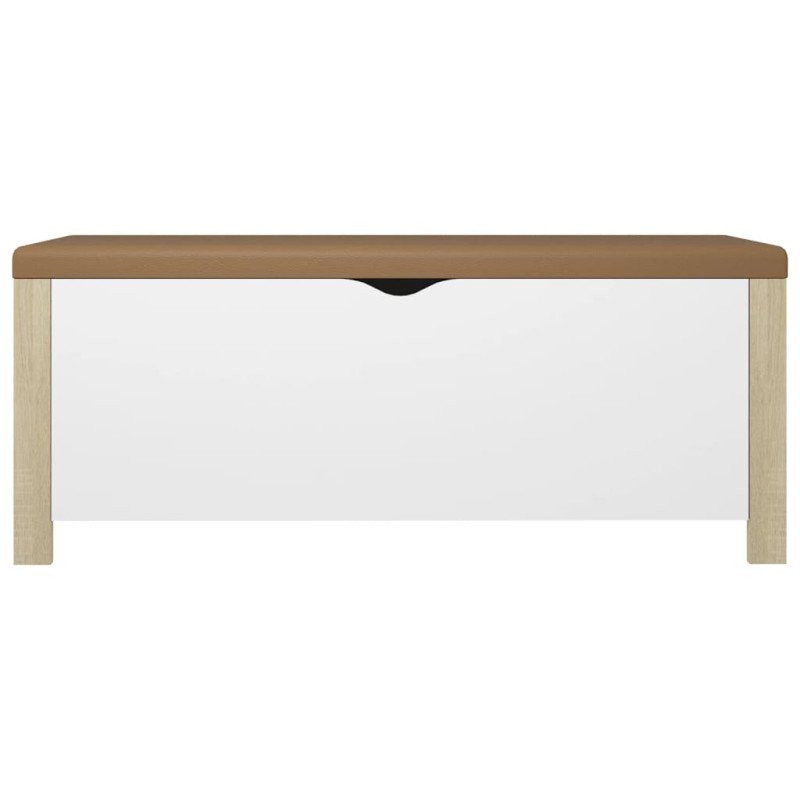 vidaXL Úložný box s vankúšom dub sonoma a biela 105x40x45 cm drevotrieska 