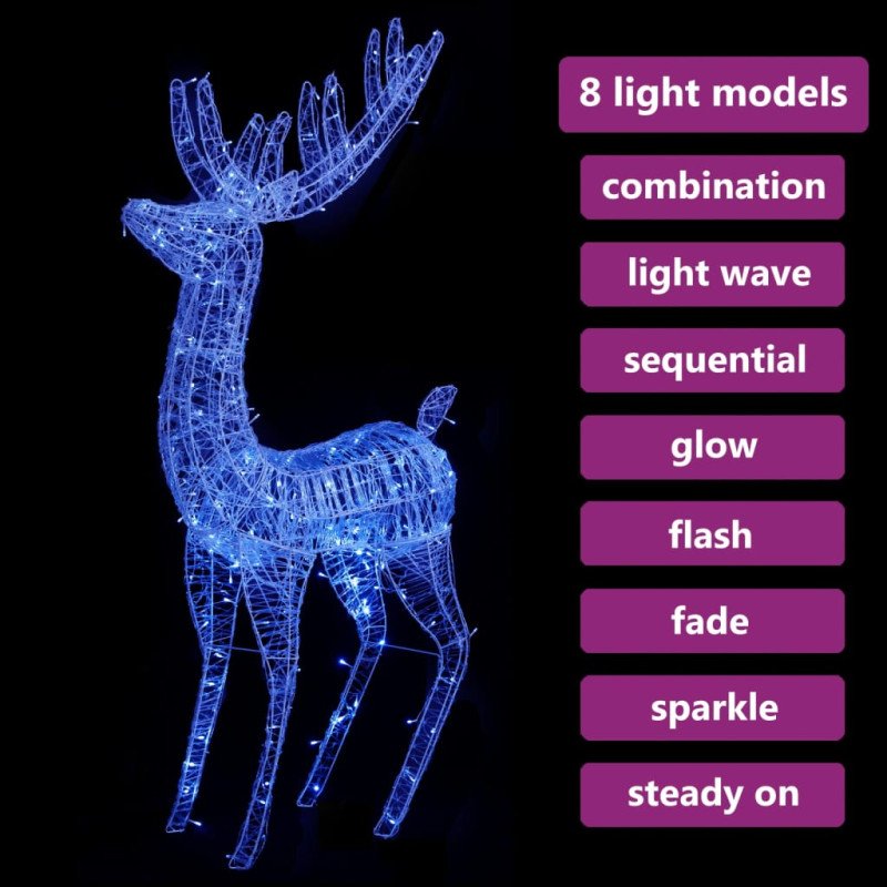 vidaXL XXL Akrylový vianočný sob 250 LED 180 cm modrý
