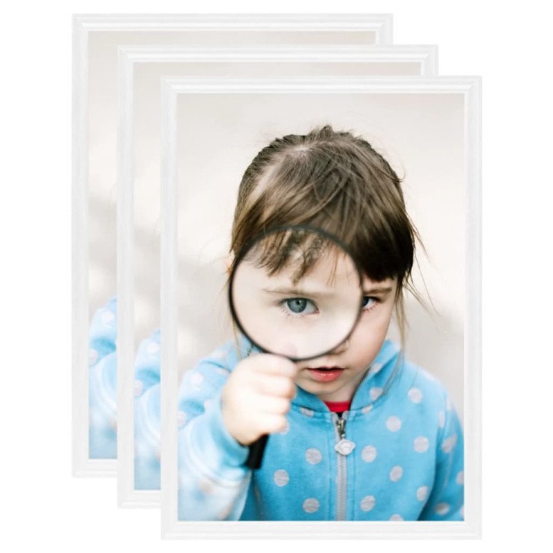 vidaXL Fotorámiky na stôl, koláž 3 ks, biele 15x21 cm, MDF
