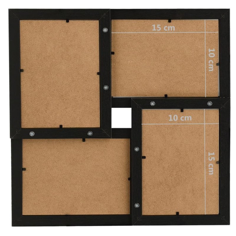 vidaXL Kolážový fotorámik na 4 fotky (10x15 cm) čierny MDF