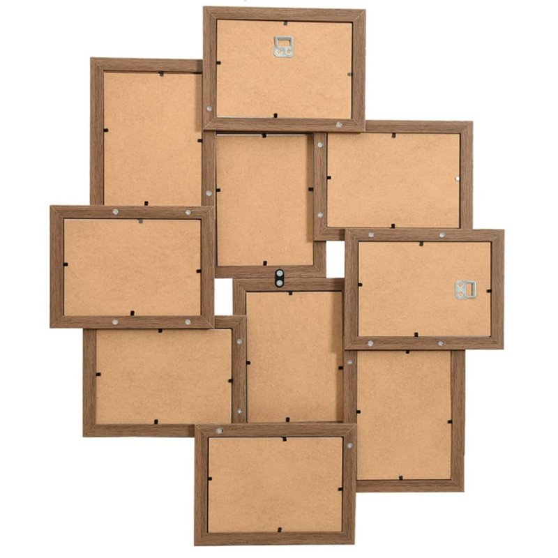 vidaXL Kolážový fotorámik na 10 fotiek (10x15 cm) bledohnedý MDF