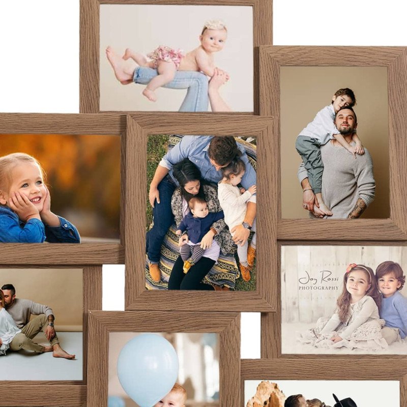 vidaXL Kolážový fotorámik na 10 fotiek (10x15 cm) bledohnedý MDF