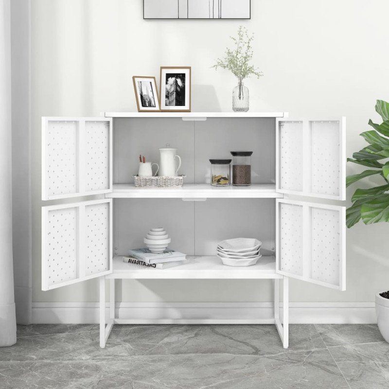 vidaXL Vysoká skrinka biela 80x35x100 cm oceľ