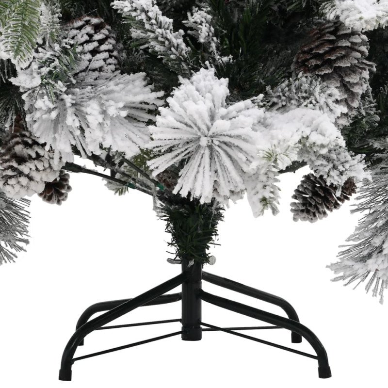 vidaXL Vianočný stromček s vločkami snehu a šiškami 150 cm PVC a PE