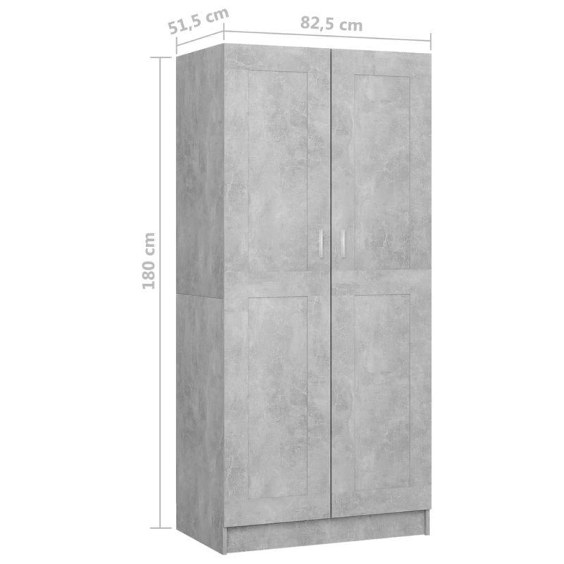vidaXL Šatník, betónovo sivý 82,5x51,5x180 cm, kompozitné drevo