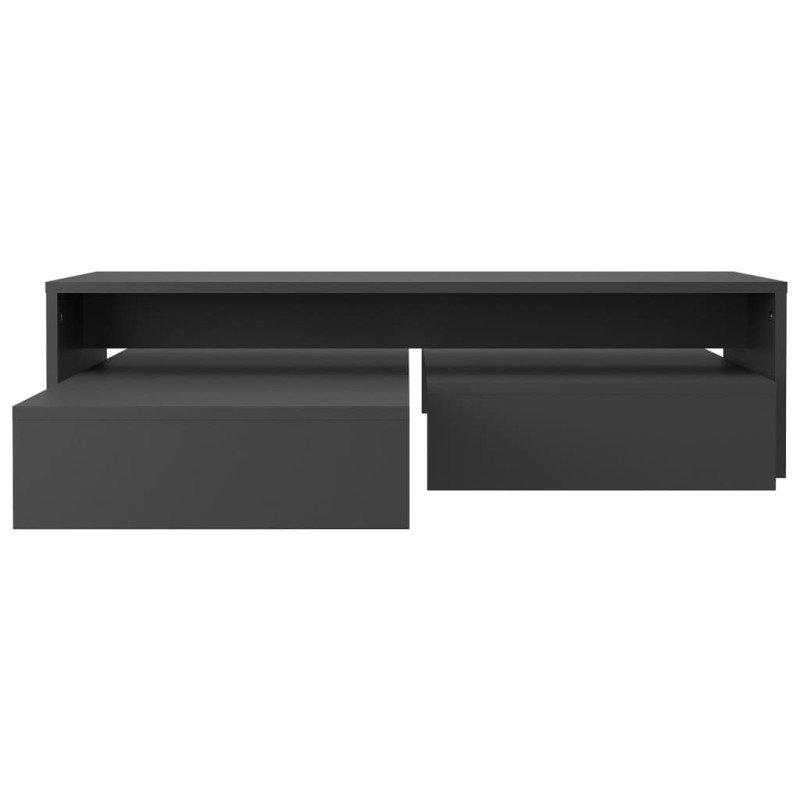 vidaXL Zásuvný konferenčný stolík sivý 100x100x26,5 cm drevotrieska