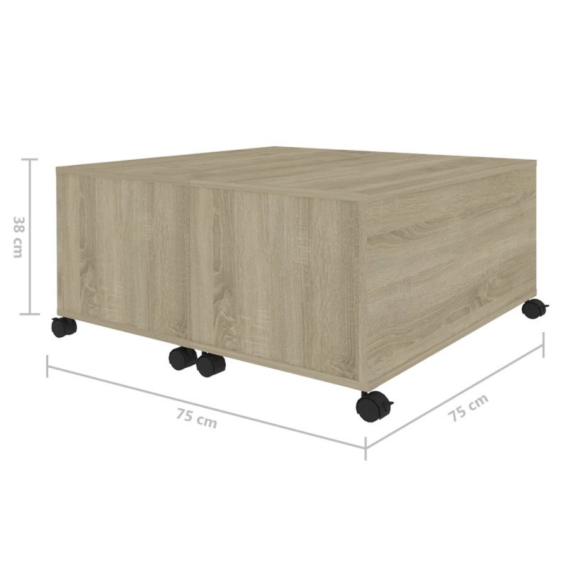 vidaXL Konferenčný stolík dub sonoma 75x75x38 cm drevotrieska
