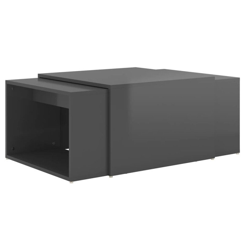 vidaXL Zasúvacie stolíky 3 ks, lesklé sivé 60x60x38 cm