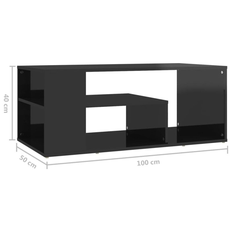 vidaXL Konferenčný stolík lesklý čierny 100x50x40 cm drevotrieska