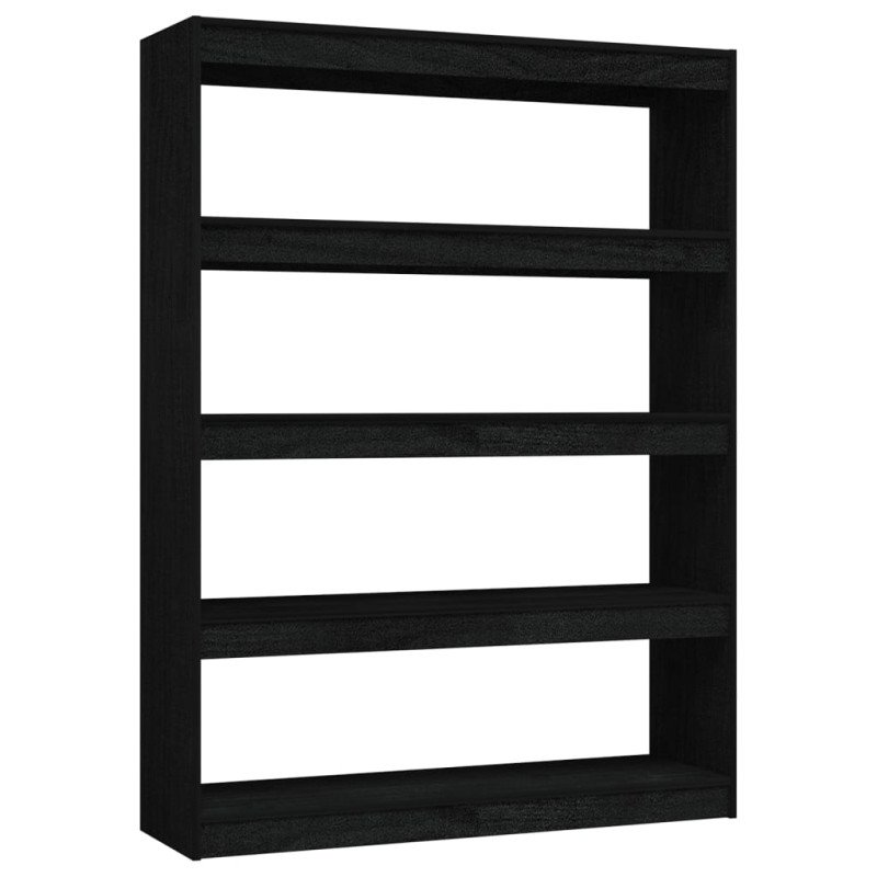 vidaXL Knižnica/deliaca stena čierna 100x30x135,5 cm masívna borovica 