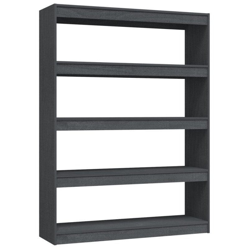 vidaXL Knižnica/deliaca stena sivá 100x30x135,5 cm masívna borovica 