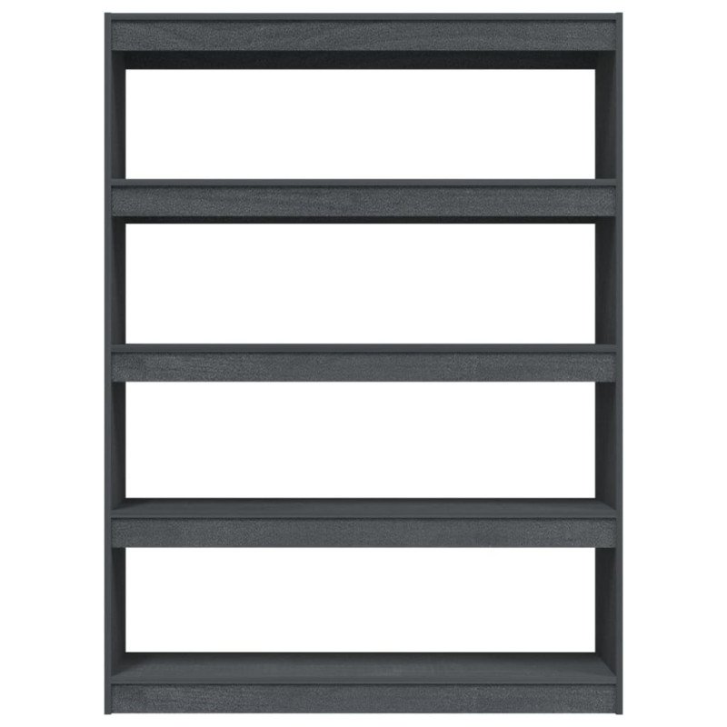 vidaXL Knižnica/deliaca stena sivá 100x30x135,5 cm masívna borovica 