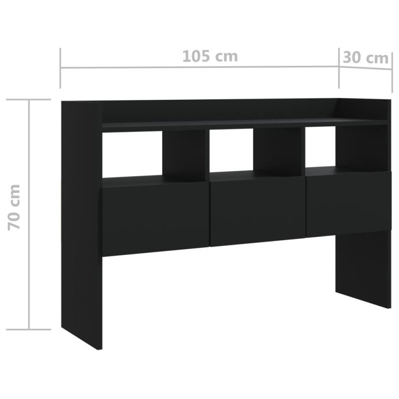 vidaXL Komoda čierna 105x30x70 cm drevotrieska